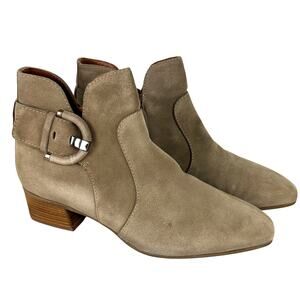 Aquatalia NWB Fiamma Leather Suede Water Resistant Taupe Bootie Size 10 Italy